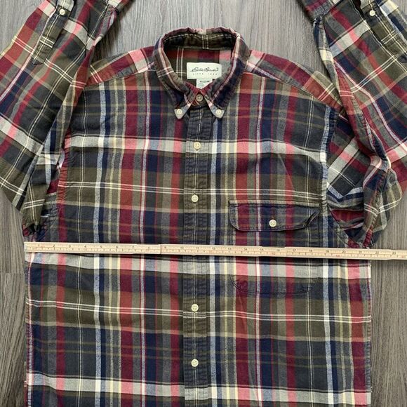 Eddie‎ Bauer Red & Blue Plaid Flannel Shirt Size small casual - Picture 6 of 7